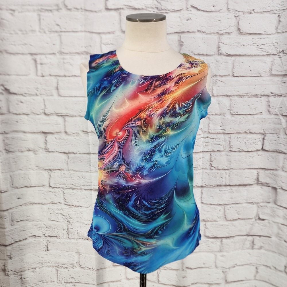 Artsy Tank Top Vibrant Colorful Indie Sleaze Clubwear Rave Mall Goth Size Large?